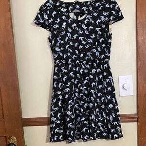 LC Lauren Conrad Black Dress with Blue and White Pattern